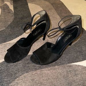 Paul Green Peep Toe Heels Black Suede size 9.5